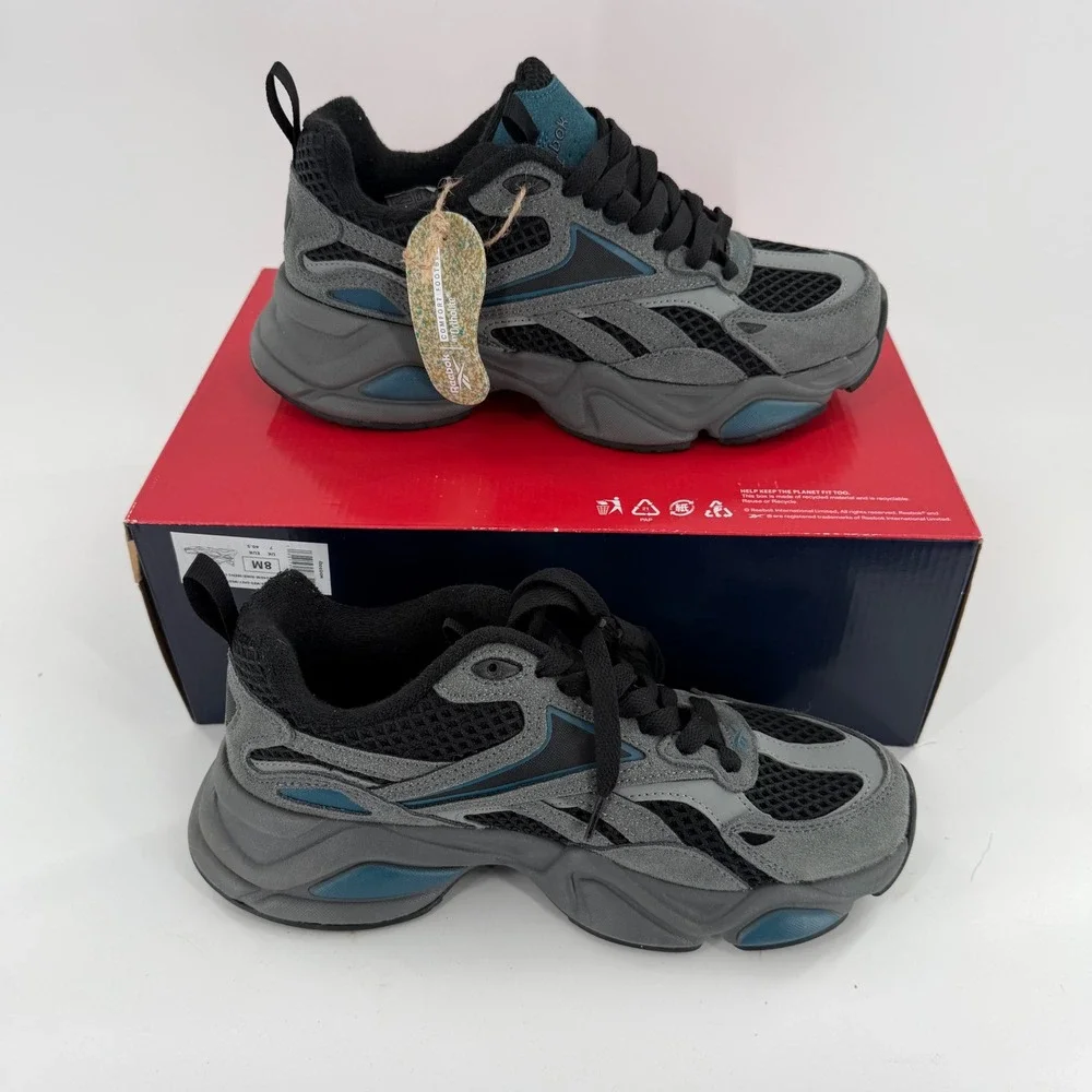 Reebok M‎ Charge Mens Grey Blue Black Athletic Sneakers AR30246M-NMB Size 8M